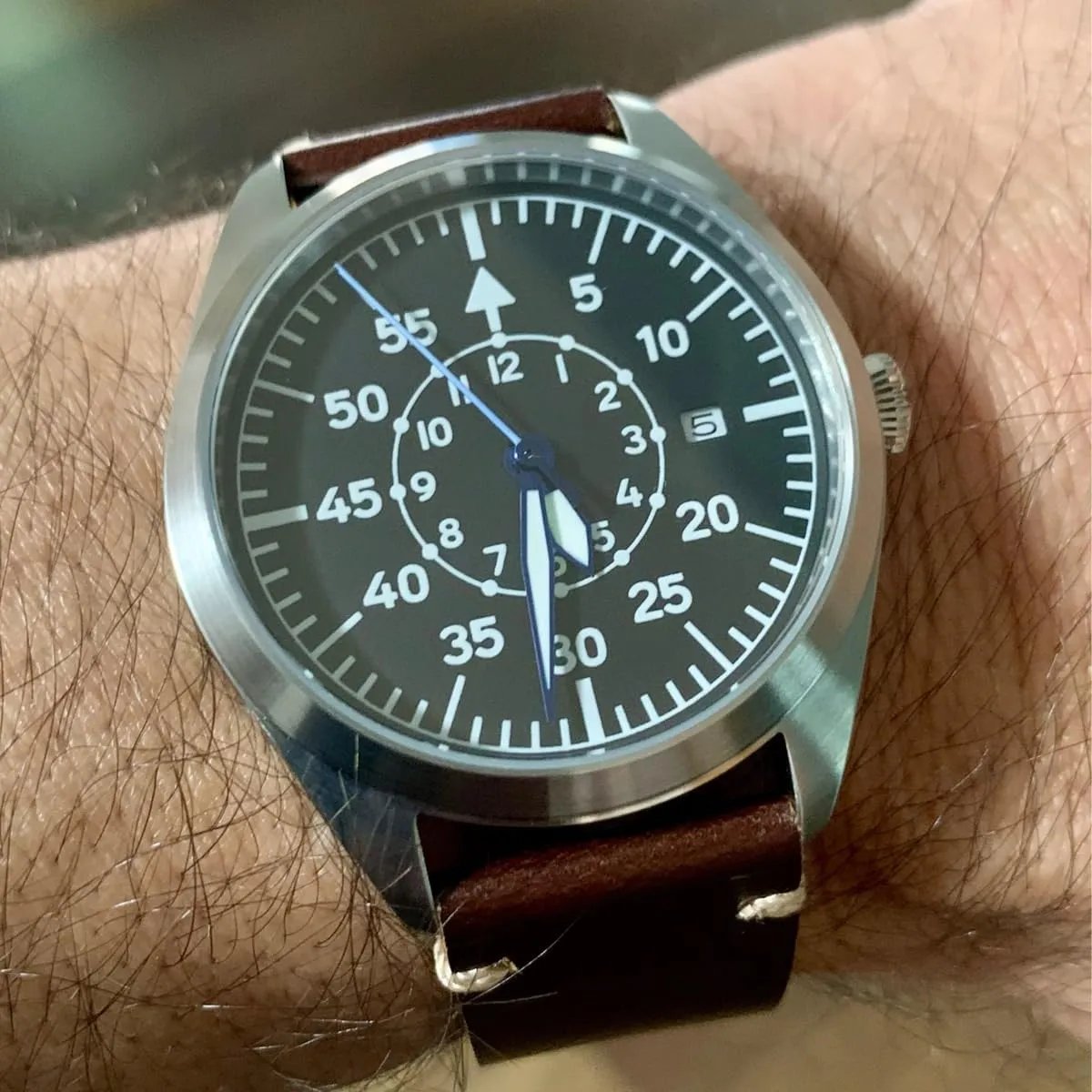 Pilot Watch Men's Aviator Wrist Watch Japan Automatic Movement Mechanical Watches Stainless Steel Case Flieger Timepieces with Luminous Waterproof