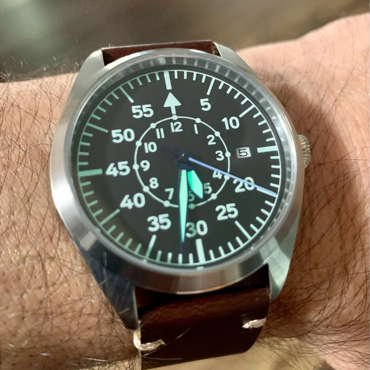 Pilot Watch Men's Aviator Wrist Watch Japan Automatic Movement Mechanical Watches Stainless Steel Case Flieger Timepieces with Luminous Waterproof