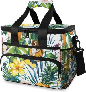 Pineapple Squirrel Cooler Bag Insulated Cooler Soft Sided Cooler 24 Can Portable Picnic Bag Large Leakproof Lunch Bag Box for Beach Grocery Camping Travel Car Men Women