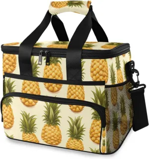 Pineapple Yellow Fruits Cooler Bag Insulated Cooler Soft Sided Cooler 24 Can Portable Picnic Bag Large Leakproof Lunch Bag Box for Beach Grocery Camping Travel Car Men Women