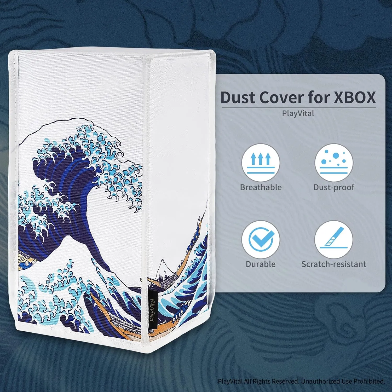 PlayVital Nylon Dust Cover for Xbox Series X Console, Soft Neat Lining Dust Guard, Anti Scratch Waterproof Cover Sleeve for Xbox Series X Console - The Great Wave