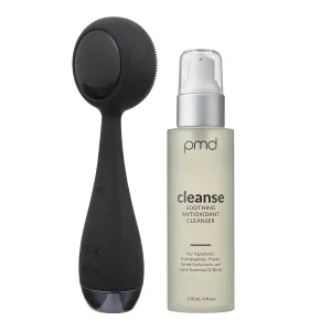 PMD Beauty Clean Pro OB - Smart Facial Cleansing Device with Silicone Brush & Obsidian Gemstone ActiveWarmth Anti-Aging Massager - Waterproof - SonicGlow Vibration - Clear Pores & Blackheads