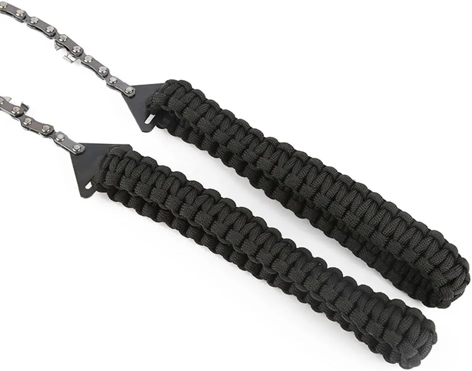 Pocket Chainsaw with Paracord Handle 24inch 11teeth Rope Saw Hand Saw Emergency Outdoor Survival Gear Folding Chain Wire Fast Wood & Tree Cutting Best for Camping Backpacking Hiking Hunting