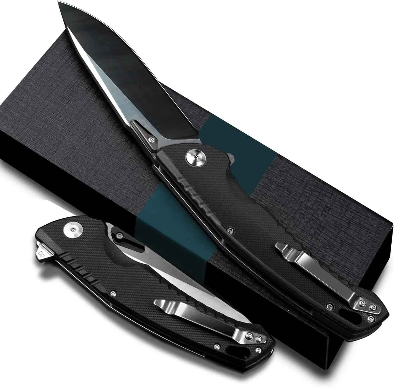 Pocket Folding Knife for EDC, 4.1" D2 Steel Blade Everyday Carry Folding Knife with Clip, G10 Handle for Camping, Fishing, Hiking, Outdoor Activities Home Improvement (black)