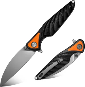 Pocket Knife 3.15" Folding Knife Premium 14C28N Blade, Black and Orange G10 Handle Bicolour Design with Liner Lock Pocket Clip for Men Women, Small EDC Knife for Camping, Hunting, Hiking, Survival and Outdoor Activities, Toucans Series