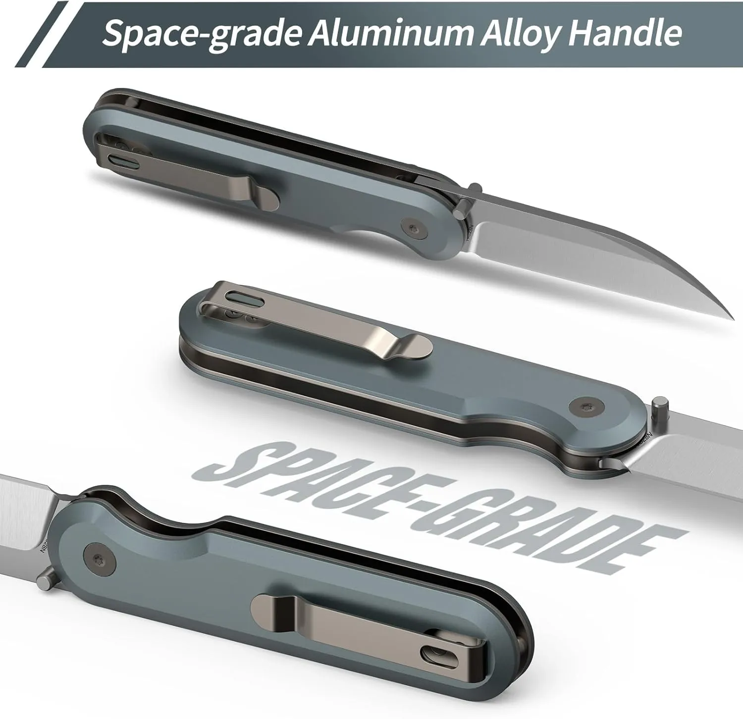 Pocket Knife, 3" 14C28N Blade EDC Knife with Aluminum Alloy Handle, Folding Knife with Pocket Clip for Outdoor Camping, Hunting, Hiking, Survival, Parrot Series