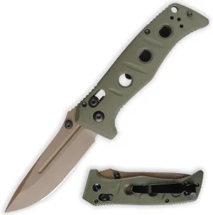 Pocket Knife for Men - D2 Steel Folding Knife with Green G10 Handle, EDC Outdoor Camping Hiking Fishing Gear, Indoor & Outdoor Knives for Men Women