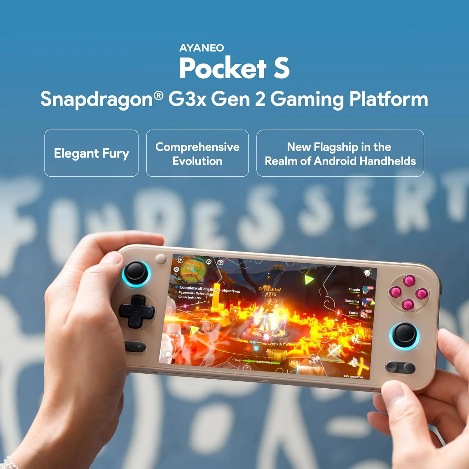 Pocket S Android Handheld Gaming Device - 6" 2K Borderless IPS Display, Snapdragon G3x Gen 2, 16GB RAM, 1TB Storage, Master Controller, VC Cooling, Android 13, Retro Power