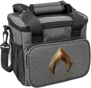 Popfunk Justice League Movie Aquaman Logo Soft Insulated Cooler Bag, Large Lunch Bag, Lightweight, Thermal and Reusable for Office, Picnic, Beach