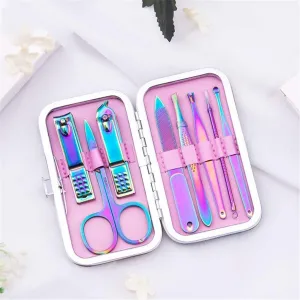 Portable 8-Piece Manicure Pedicure Set – Stainless Steel Nail Clippers, Scissors, Tools with Travel Case for Men & Women