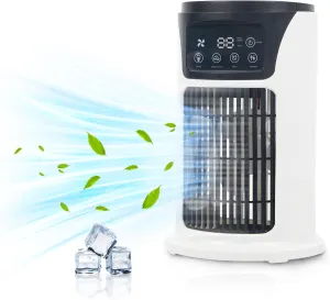 Portable Air Conditioner Fan, MAXROCK Portable AC Personal Mini Air Cooler 6 Speed Desk Air Cooling Fan 7 Colors LED Light with Timing Function for Personal Use