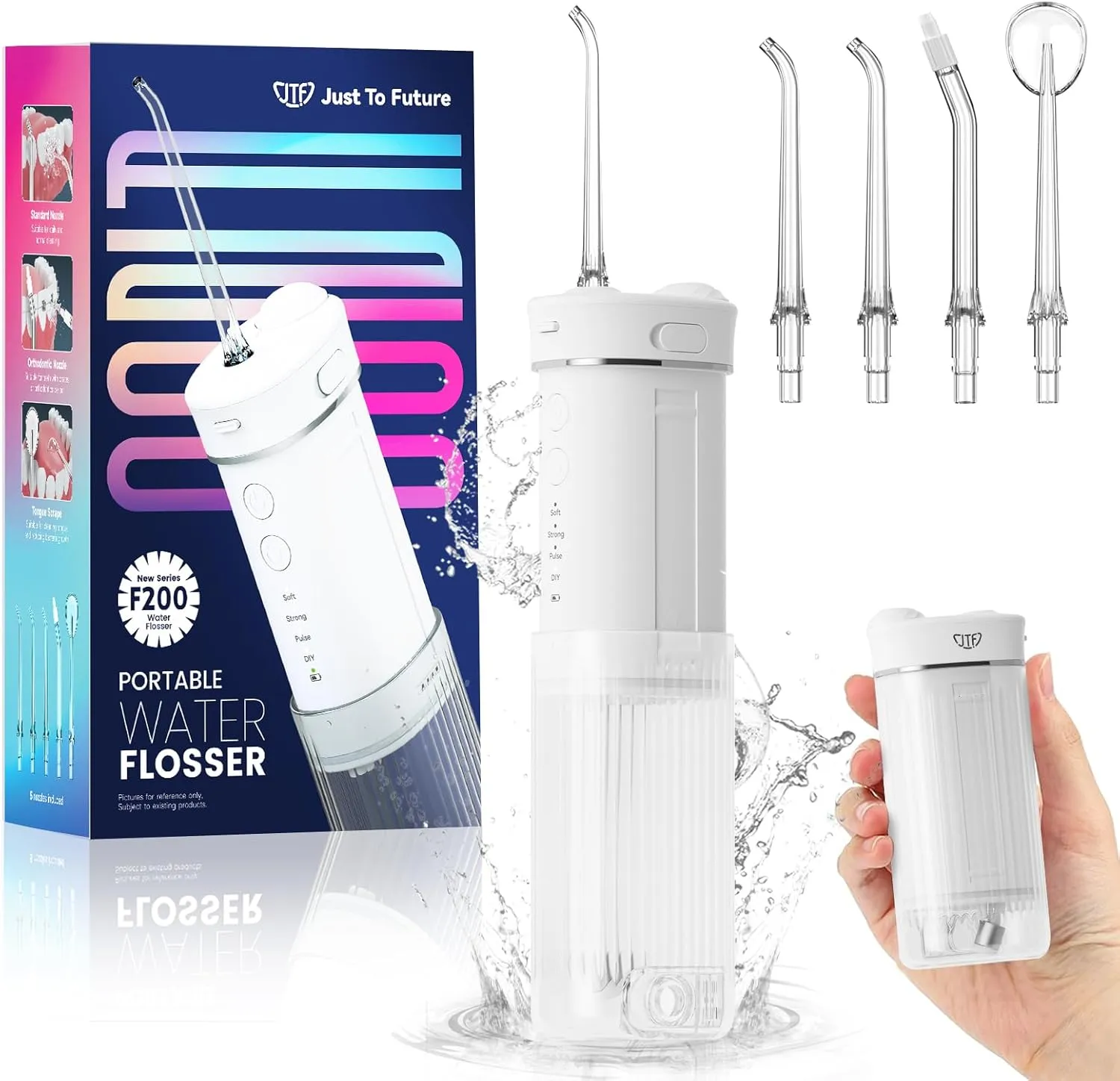 Portable Mini Water Dental Flosser for Teeth Cleaning Travel Oral Irrigator with Telescopic Water Tank,4 Modes IPX7 Waterproof Design - Perfect for Braces, Bridges, and Home & Travel Dental Care