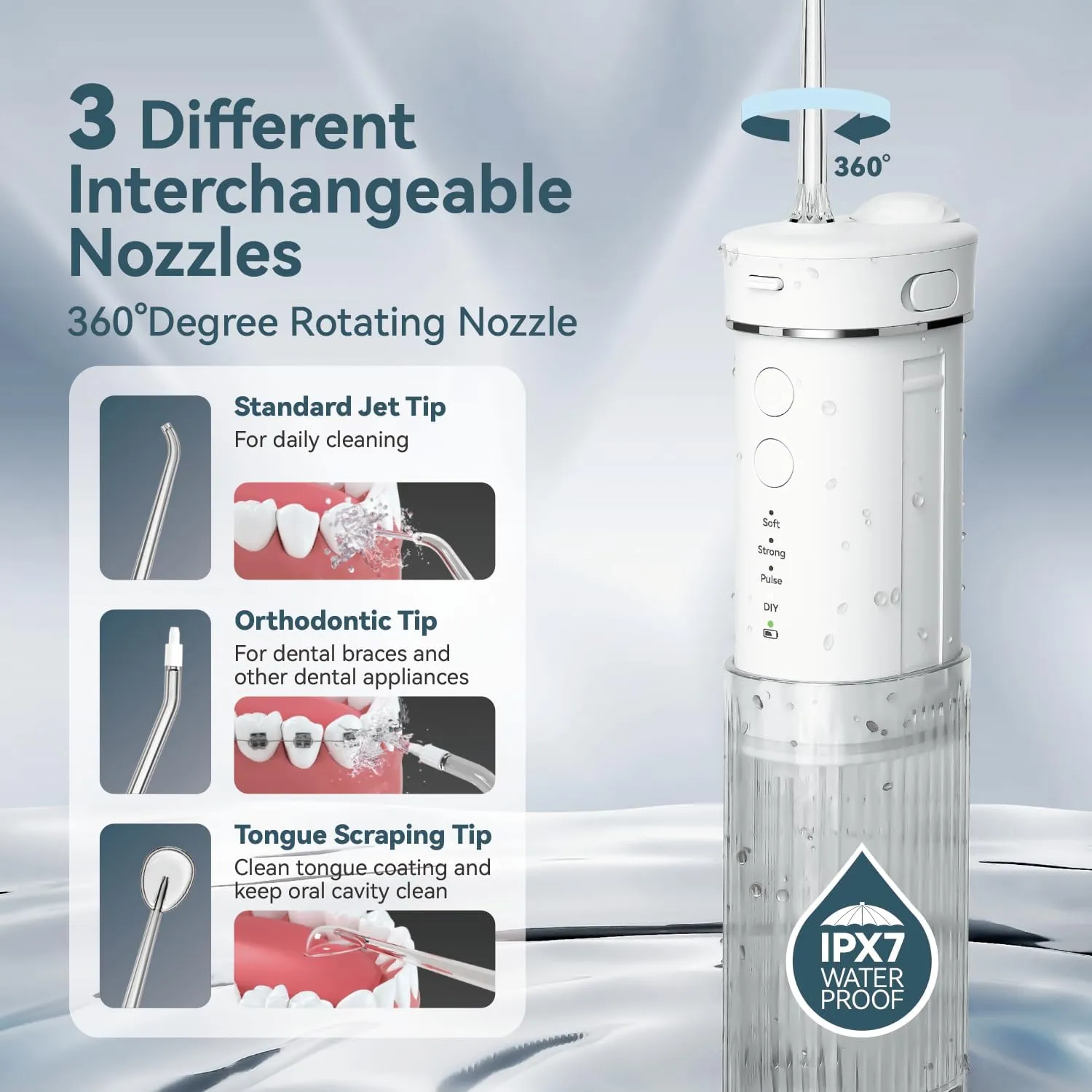 Portable Mini Water Dental Flosser for Teeth Cleaning Travel Oral Irrigator with Telescopic Water Tank,4 Modes IPX7 Waterproof Design - Perfect for Braces, Bridges, and Home & Travel Dental Care