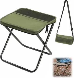 Portable Stool for Mountaineering and Hiking, 2025 New Lightweight Foldable Stool with Carrying Bag, Outdoor Footstool for Picnic Hiking Fishing (Green, Large)
