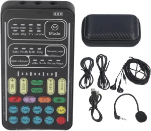 Portable Voice Changer, Handheld Bluetooth Voice Disguiser with Multiple Sound Effects, Voice Adjustable, Mini Gaming Live Sound Card for //Switch/PC/Phone(DC 5V)