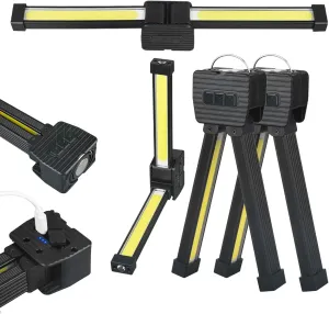 Posing Lamp for Gym, Portable Magnetic LED Flashlight with Hanging Hook, 7 Gear Dimming-180° Foldable-Two-Way Charging, Handheld Rechargeable Camping Light Work Light Power Bank (2Pcs)