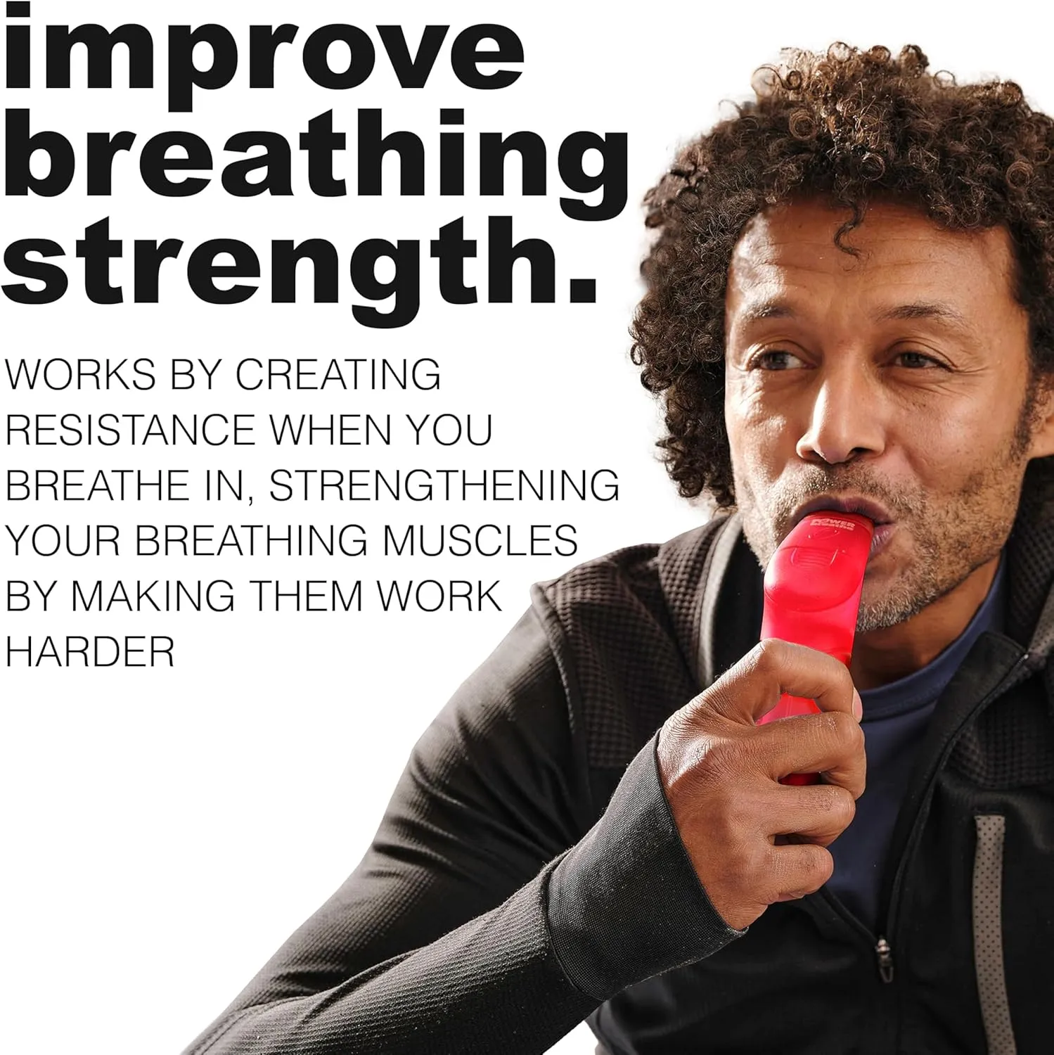 POWERBREATHE - Breathing Exercise Device, Breathing Trainer and Therapy Tool to Strengthen Breathing Muscles and Help Lung Capacity, Handheld Inspiratory Muscle Trainer – Red, Heavy Resistance