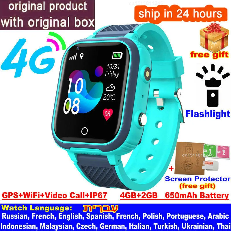 Premium 4G Kids Smartwatch – GPS Tracker, Video Call, SOS, WiFi, Camera, Voice Monitor, Waterproof, 700mAh Battery, Child Phone Watch with Location Tracking