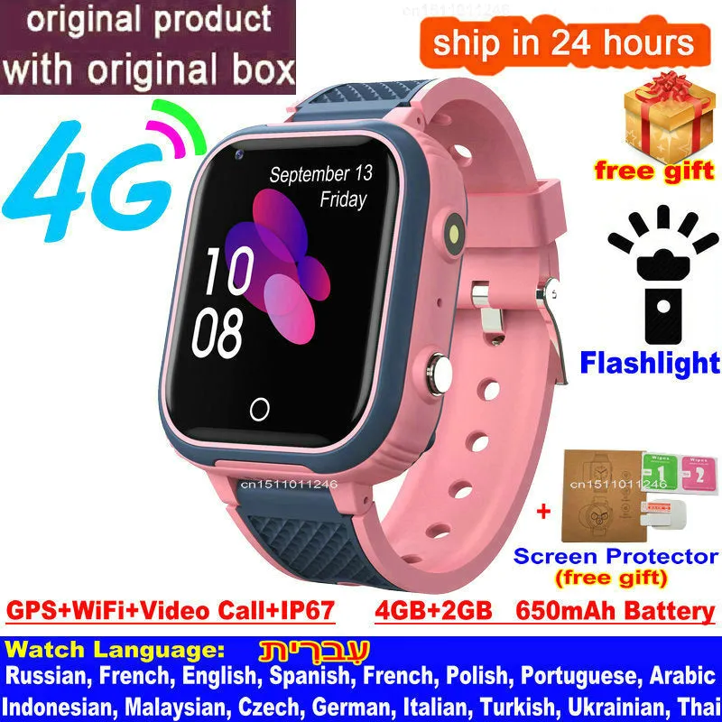 Premium 4G Kids Smartwatch – GPS Tracker, Video Call, SOS, WiFi, Camera, Voice Monitor, Waterproof, 700mAh Battery, Child Phone Watch with Location Tracking