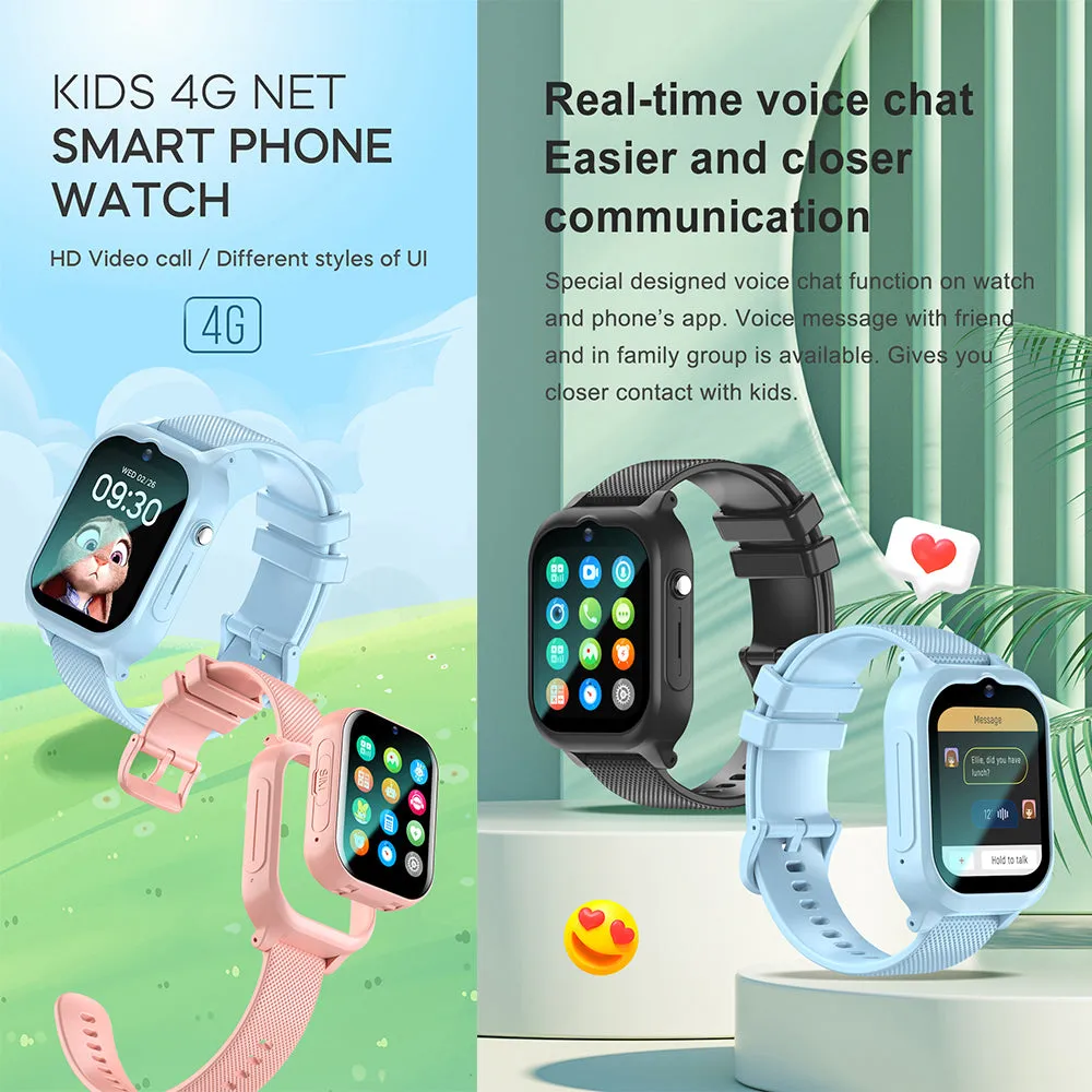Premium 4G Kids Smartwatch – GPS Tracker, Video Call, SOS, WiFi, Camera, Voice Monitor, Waterproof, 700mAh Battery, Child Phone Watch with Location Tracking