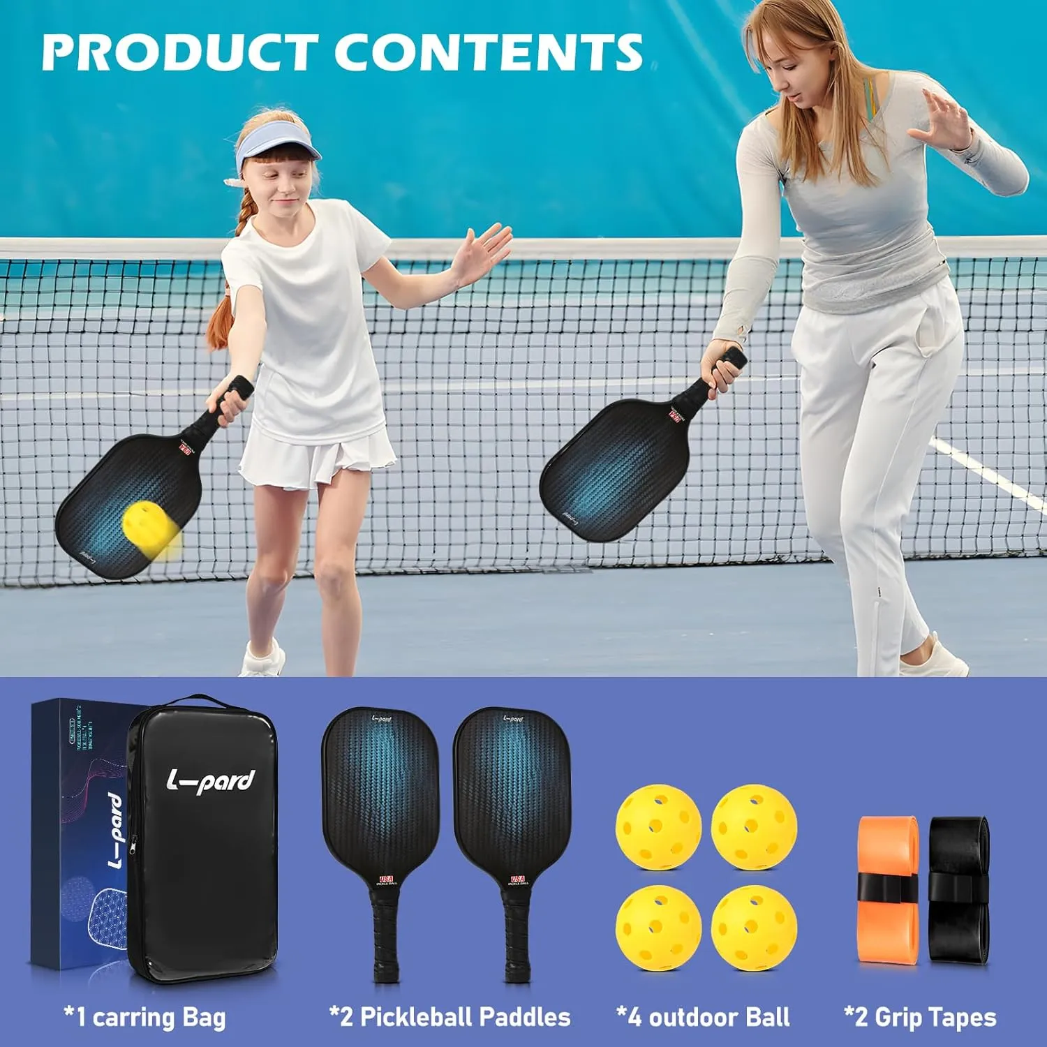 Premium Pickleball Set - Carbon Fiber Material -Includes 2 Pickleball Paddles, Perfect for Men and Women - Ideal Pickleball Gifts for Players