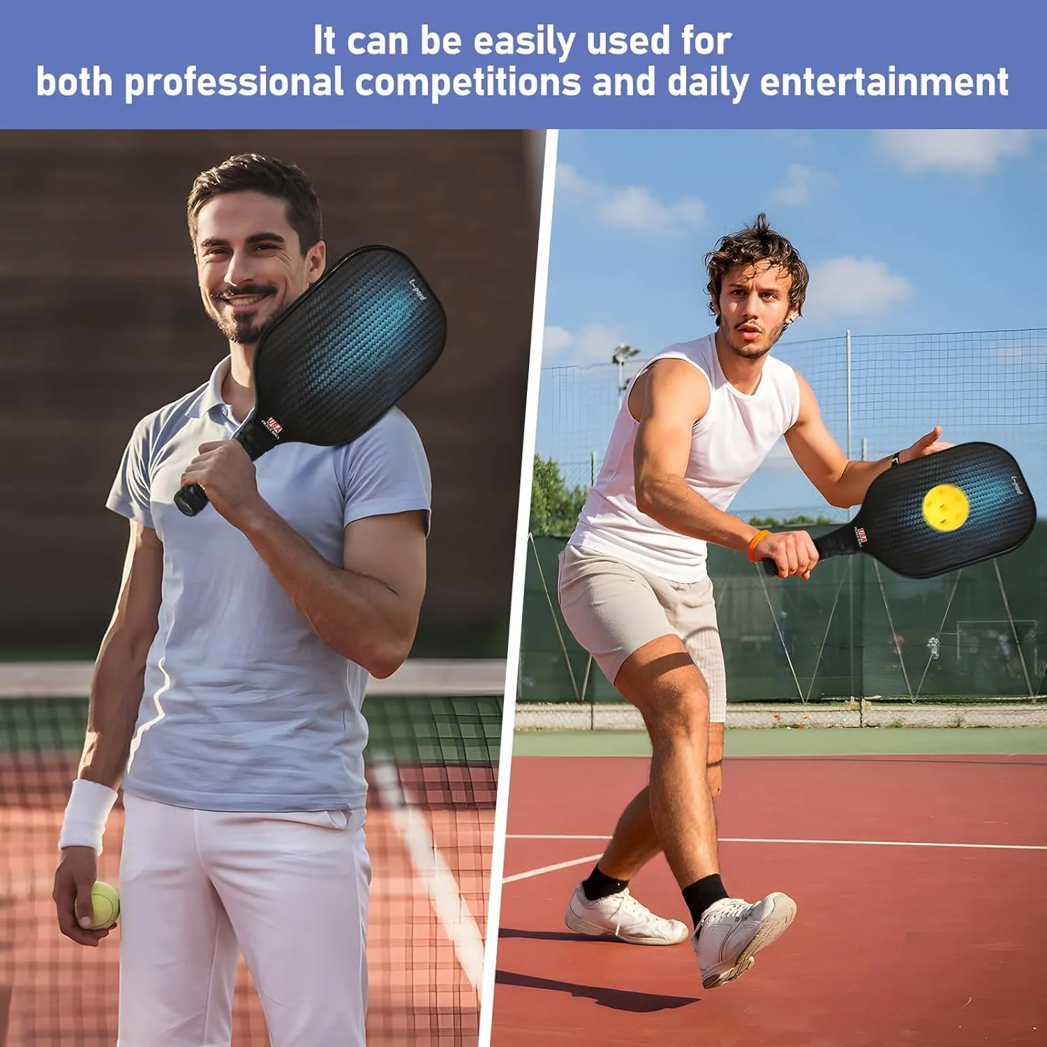 Premium Pickleball Set - Carbon Fiber Material -Includes 2 Pickleball Paddles, Perfect for Men and Women - Ideal Pickleball Gifts for Players