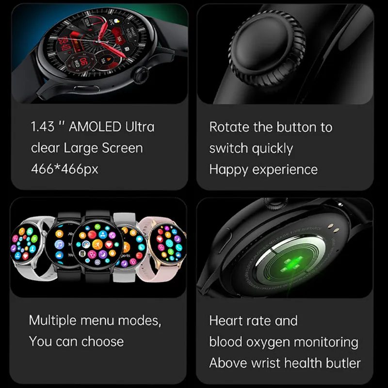 Premium Smartwatch for Samsung Galaxy Watch6 Classic – GPS, Sports Modes, Heart Rate, Bluetooth Call, Waterproof, Health Monitoring, 1.46" Touchscreen, Fitness Tracker 2024