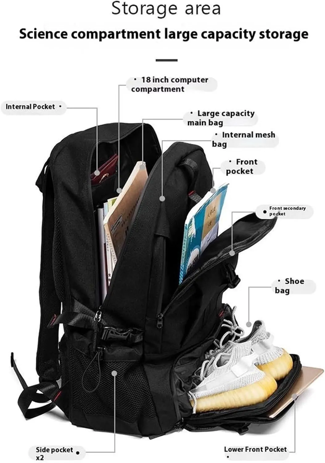 Professional Travel Backpack, Expandable Multifunctional Large Capacity Outdoor Backpack, Expandable Travel Backpack(Red,80L), GDAWDAOOB-RED-80L