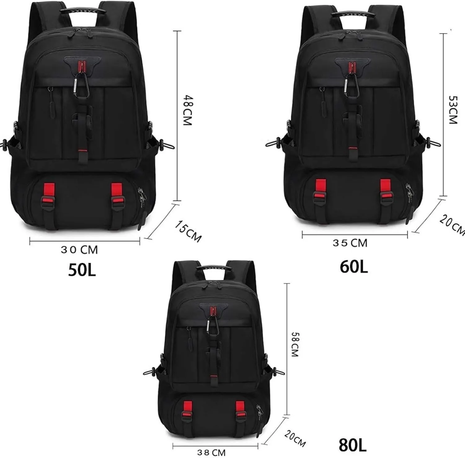 Professional Travel Backpack, Expandable Multifunctional Large Capacity Outdoor Backpack, Expandable Travel Backpack(Red,80L), GDAWDAOOB-RED-80L