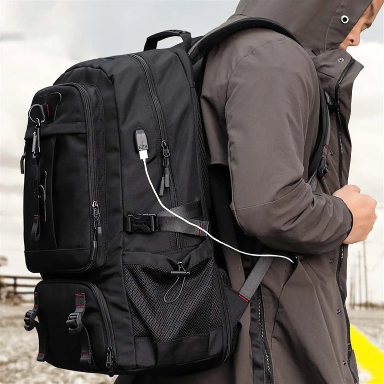Professional Travel Backpack, Expandable Multifunctional Large Capacity Outdoor Backpack, Expandable Travel Backpack(Red,80L), GDAWDAOOB-RED-80L