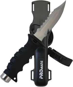Promate KF510-Black, Sharp Tip Stainless Steel Scuba Dive Knife