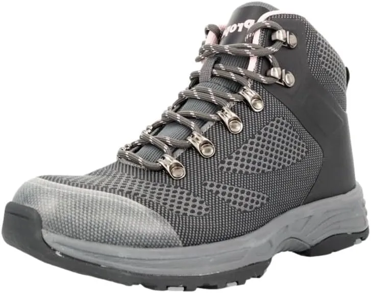 Propet Womens Conni Round Toe Hiking Casual Boots Ankle Low Heel 1-2" - Grey