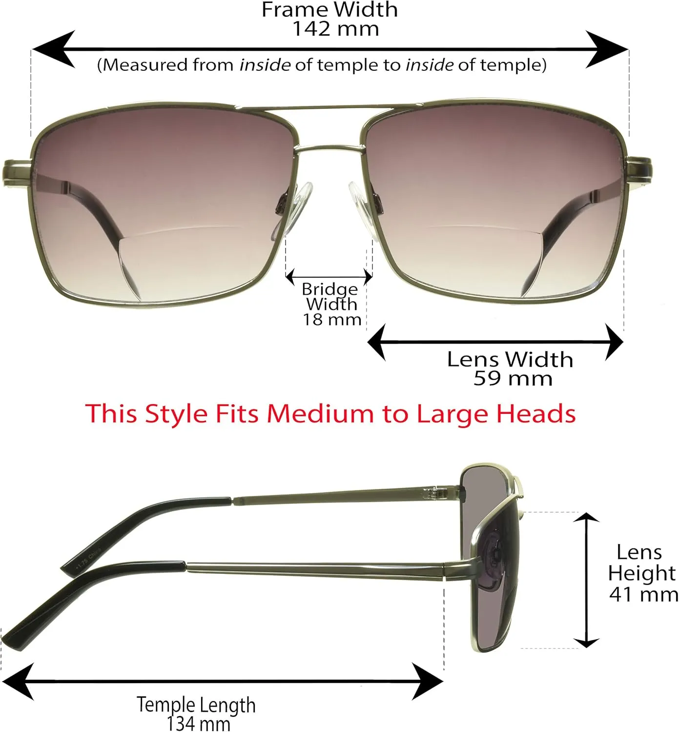 proSPORT Bifocal Sunglasses Aviator for Men & Women 100% UV Protection Large Fit