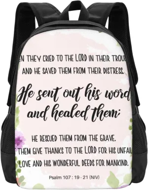 Psalms 107：19-21 Lightweight Packable Backpack Travel Casual Hiking Daypack Foldable Backpack For Men Women