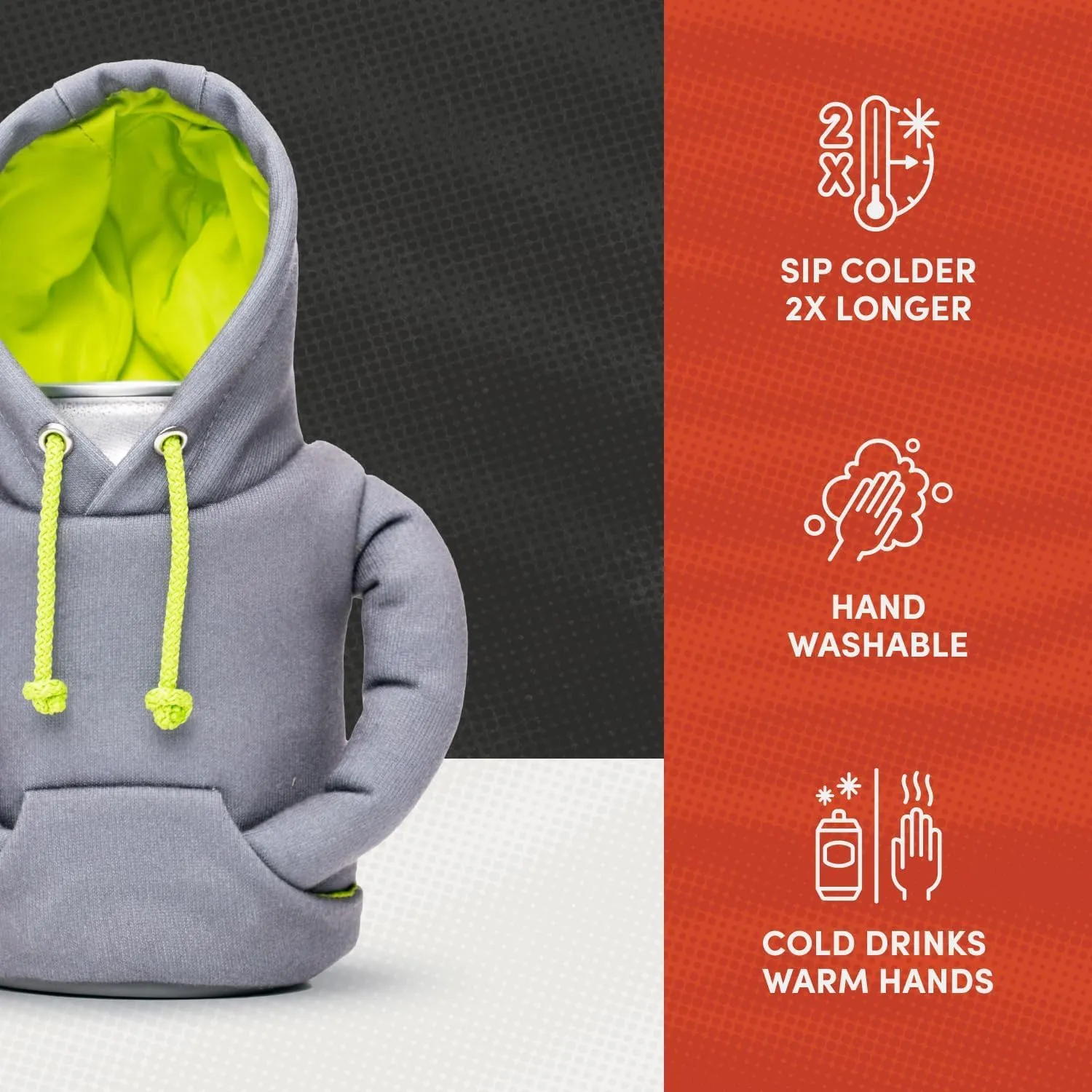Puffin - The Hoodie Beverage Jacket - 12 oz Insulated Can Cooler - Beer Bottle & Soda Can Insulator, Keep Drinks and Beverages Cold - Beige Palm
