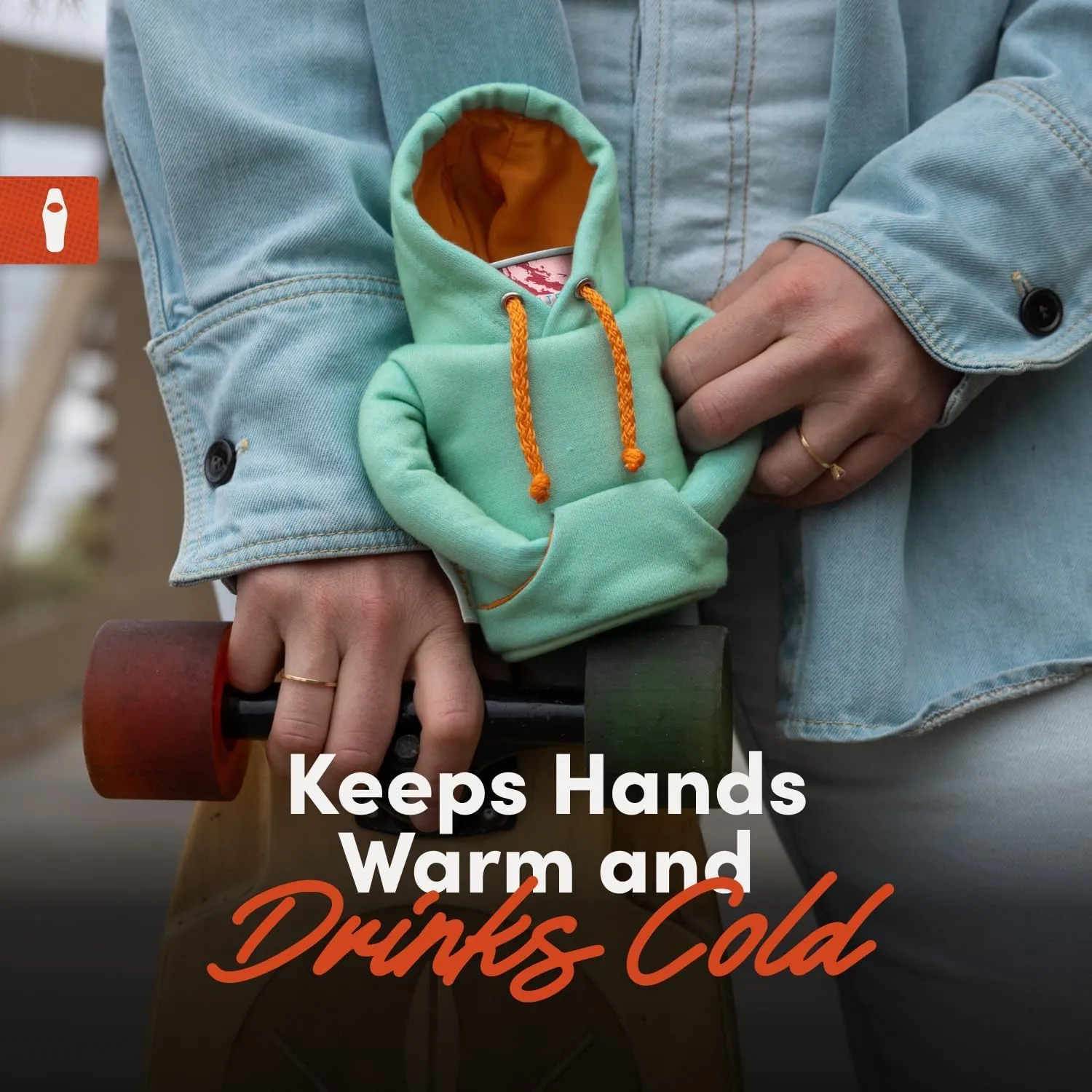 Puffin - The Hoodie Beverage Jacket - 12 oz Insulated Can Cooler - Beer Bottle & Soda Can Insulator, Keep Drinks and Beverages Cold - Beige Palm