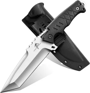 Purple Dragon Fixed Blade Knife with Kydex Sheath - D2 Steel Survival Knives for Camping, Bushcraft, Hunting - Ergonomic G10 Handle Outdoor Survival Gear Gift for Men(Black-T)