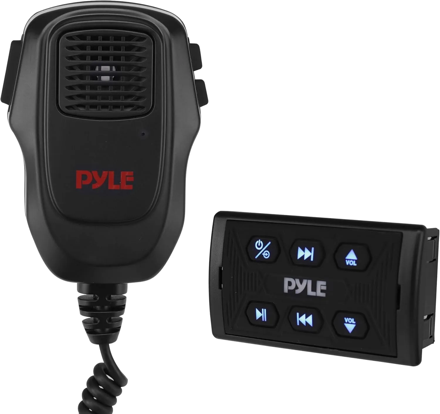 Pyle Marine Bluetooth Receiver and Audio Controller Kit, Wireless Bluetooth Adapter for Stereo with IPX6 Mic, AUX/USB Input, Audio Transmitter and Receiver for Boats, UTVs, and ATVs, 3.8”x2.2”x1.9”