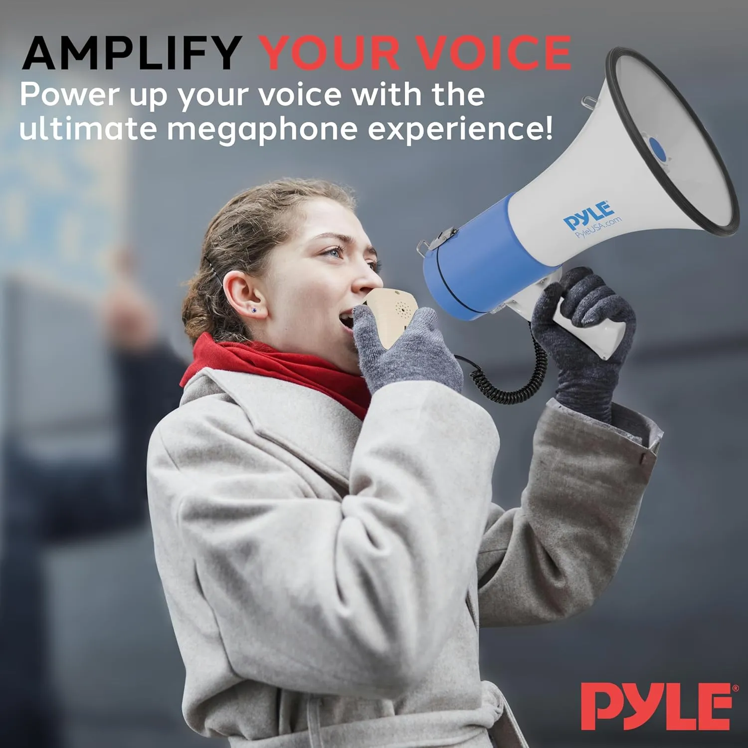 PYLE Portable Megaphone Speaker PA Bullhorn - Built-in Siren, 50W Adjustable Volume Control in 1200 Yard Range, Ideal for Any Outdoor Sports, Cheerleading Fans & Coaches, or for Safety Drills