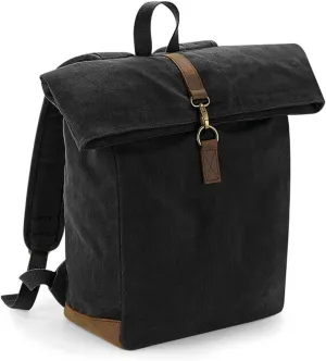 Quadra Heritage Waxed Canvas Backpack (QD655) - Waterproof Premium Travel Bag - Black