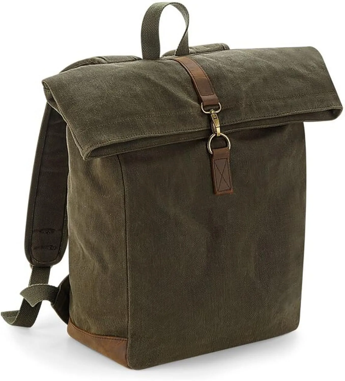 Quadra Heritage Waxed Canvas Backpack (QD655) - Waterproof Premium Travel Bag - Olive Green