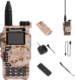 Quansheng UV-K5 Radio USB-C Charging Dual Band Two Way Radio Long Range for Adult 5W Long Range Handheld Radio NOAA Scrambler/DTMF One Key Copy Desert Camo