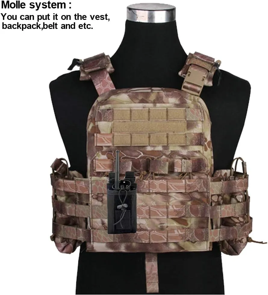 Radio Pouch - 1000D Tactical Molle Adjustable Two Way Radios Holder Bag Case for Walkie Talkies