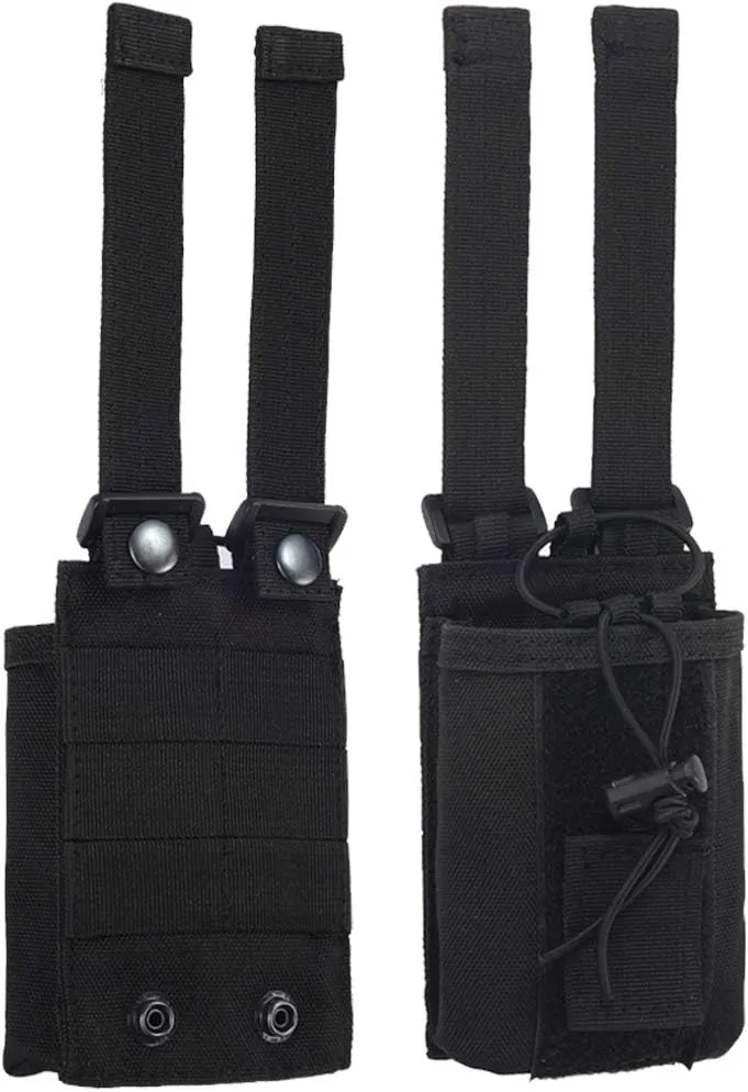 Radio Pouch - 1000D Tactical Molle Adjustable Two Way Radios Holder Bag Case for Walkie Talkies