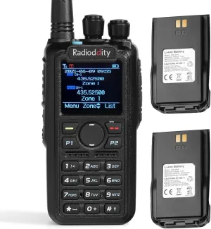 Radioddity GD-AT10G DMR Handheld Ham Radio 10W Digital Analog Long Range (UHF Only) with GPS APRS, with 2 x 3100mAh Rechargeable Battery, Work with Hotspot