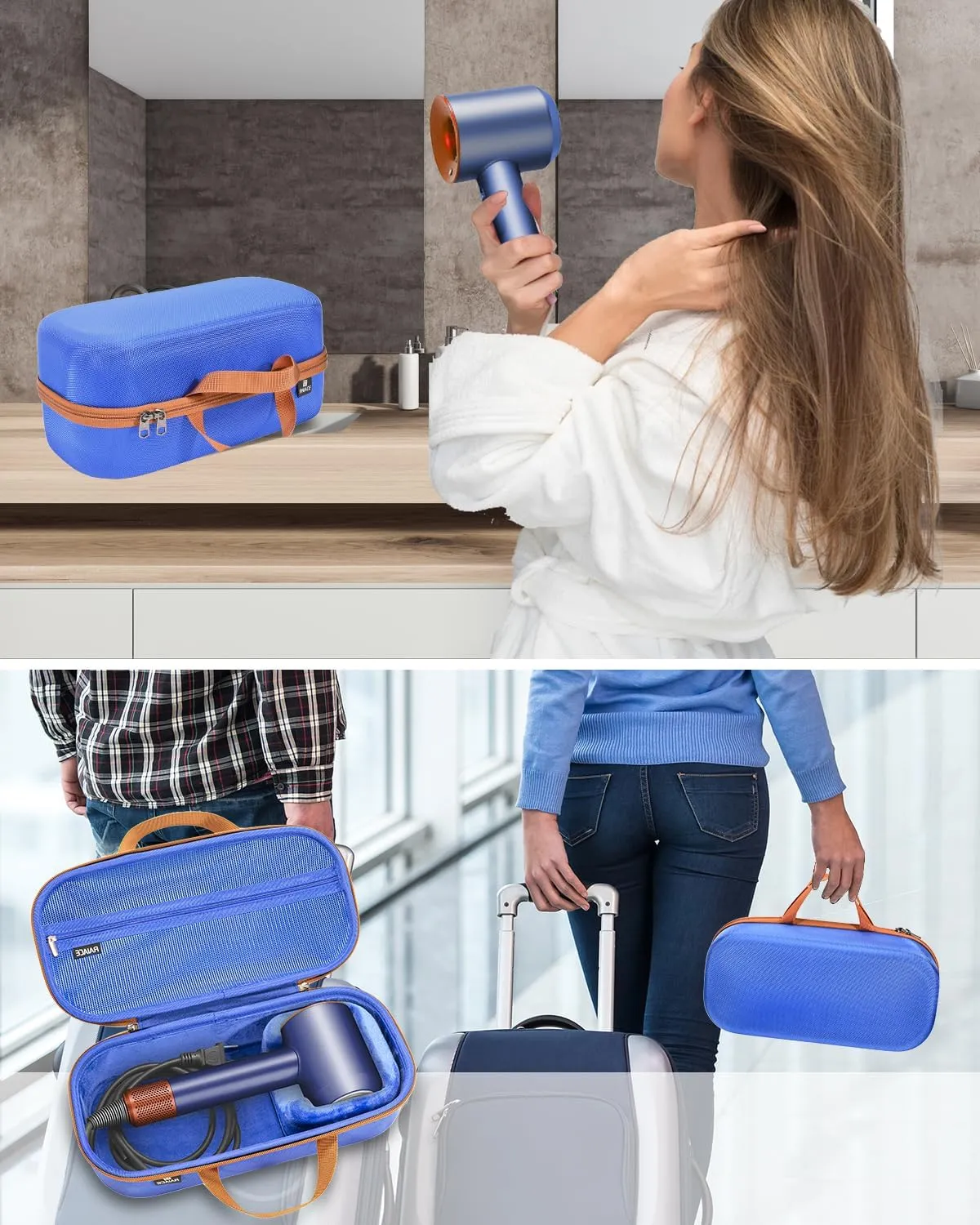 RAIACE Hard Storage Case Compatible with Dyson Hair Dryer, Travel Carrying Bag. (for Sale is case only). -Blue