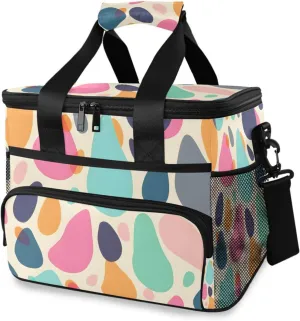 Rainbow Raindrop Polka Dots Cooler Bag Insulated Cooler Soft Sided Cooler 24 Can Portable Picnic Bag Large Leakproof Lunch Bag Box for Beach Grocery Camping Travel Car Men Women