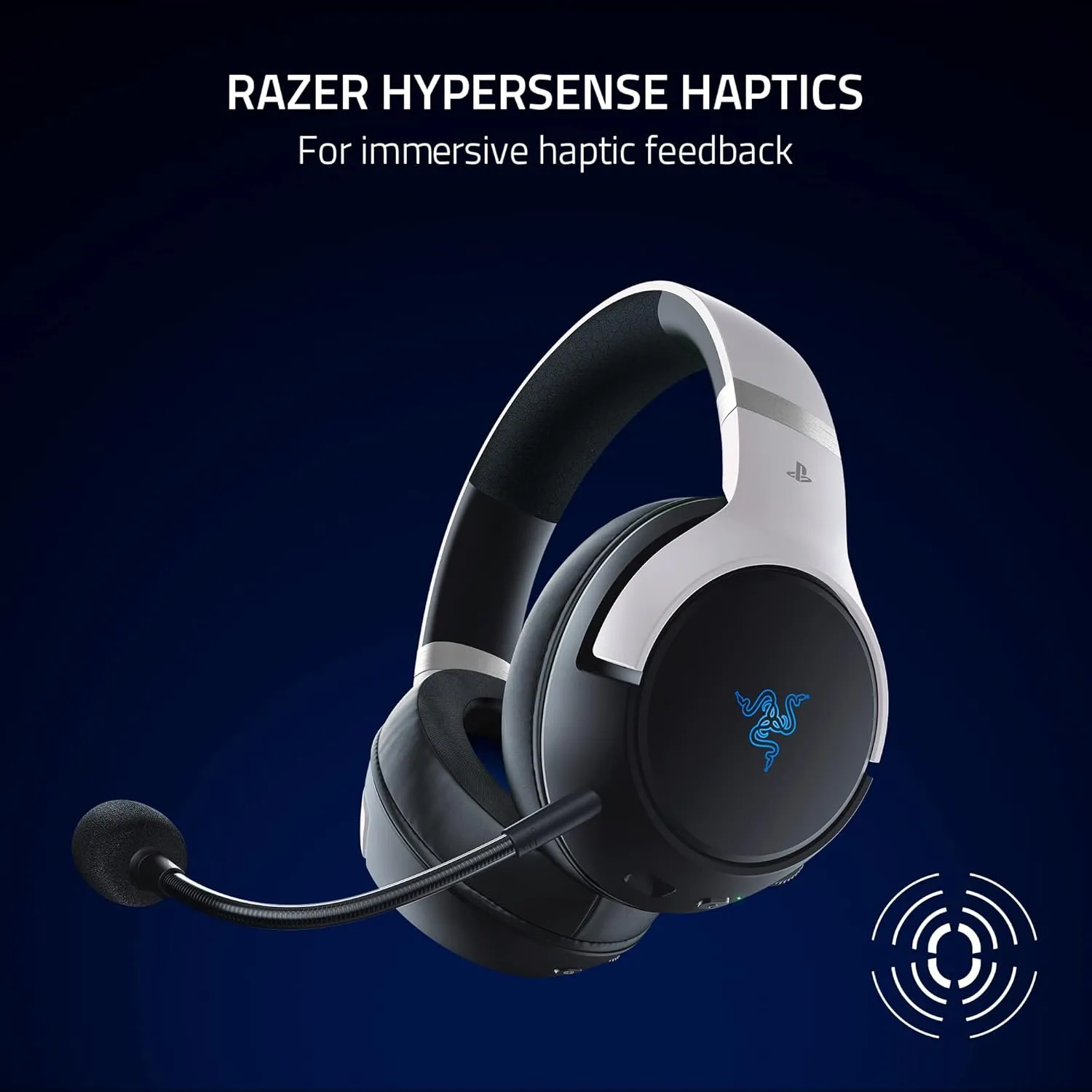 Razer Kaira Pro HyperSpeed Wireless Gaming Headset with Haptics for PlayStation 5 / PS5, PS4, PC, Mobile: Titanium 50mm Drivers - Hybrid Mic - Low Latency Bluetooth - 30 Hr Battery - White & Black