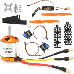 RC 2217 KV1250 Brushless Motor, RC Helicopter Motor Kit and 40A ESC Motor SG90 9g Servo Parameters 8060 Propeller Set Engine40A XT60, ESC for RC Helicopter