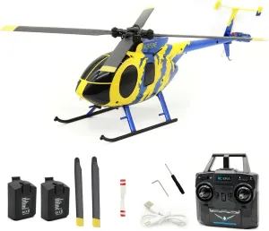 RC ERA C184 MD500 RC Helicopter for Adult, 2.4G 100 Size No Aileron Remote Control Aircraft Model, 4CH 6-Axis RC Helicopter with Altitude Hold & Optical Flow Positioning - 2 Battery